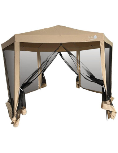 Pawilon ogrodowy sześciokątny 2x2x2x2.5m z moskitierą beżowy