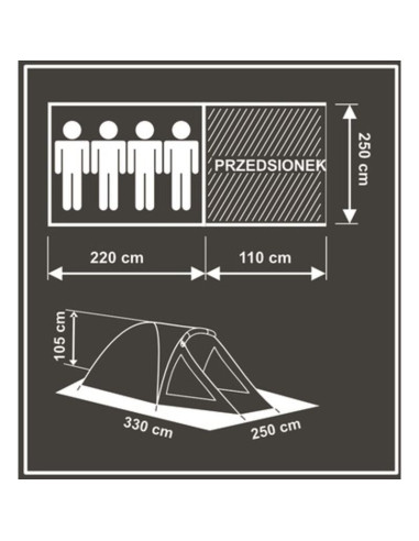 Namiot 4 osobowy comfort 330x250x105cm enero camp