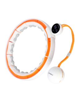 Hhm21 hula hop white/orange z magnesami, wypustkami tpe i obciążnikiem + licznik hms