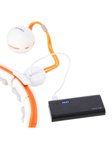 Hhm21 hula hop white/orange z magnesami, wypustkami tpe i obciążnikiem + licznik hms