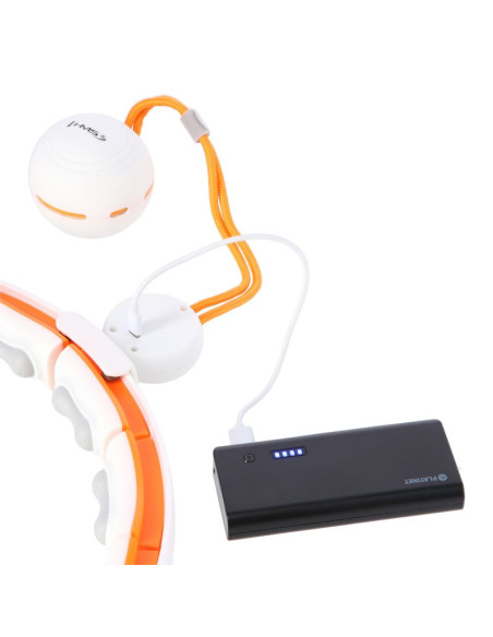 Hhm21 hula hop white/orange z magnesami, wypustkami tpe i obciążnikiem + licznik hms