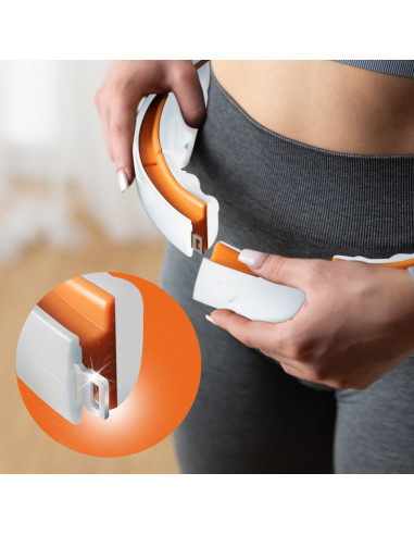 Hhm21 hula hop white/orange z magnesami, wypustkami tpe i obciążnikiem + licznik hms