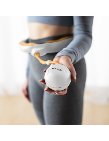 Hhm21 hula hop white/orange z magnesami, wypustkami tpe i obciążnikiem + licznik hms