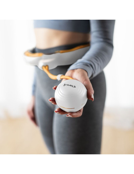 Hhm21 hula hop white/orange z magnesami, wypustkami tpe i obciążnikiem + licznik hms