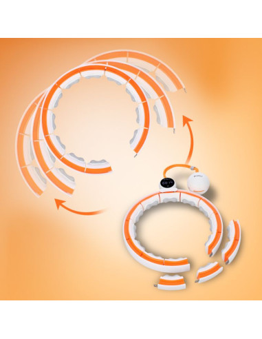 Hhm21 hula hop white/orange z magnesami, wypustkami tpe i obciążnikiem + licznik hms