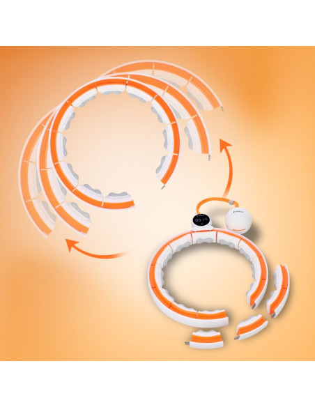 Hhm21 hula hop white/orange z magnesami, wypustkami tpe i obciążnikiem + licznik hms