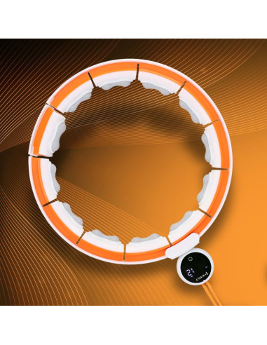 Hhm21 hula hop white/orange z magnesami, wypustkami tpe i obciążnikiem + licznik hms