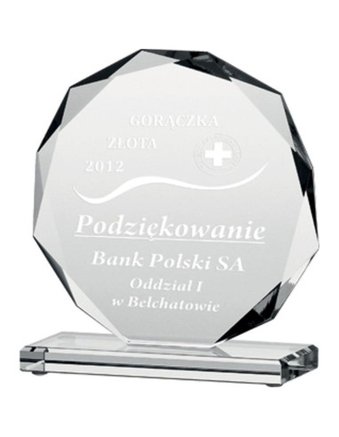 Trofeum szklane grawerowane