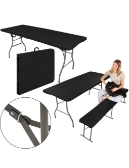 Stół cateringowy składany w walizkę 240x74x74cm 150kg czarny