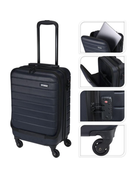 Walizka podróżna kabinowa 20 cali z komorą na laptopa proworld szary