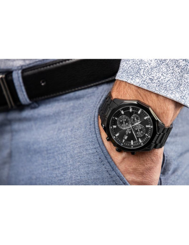 Zegarek męski giewont chronograph sapphire czarny gw7290-b1