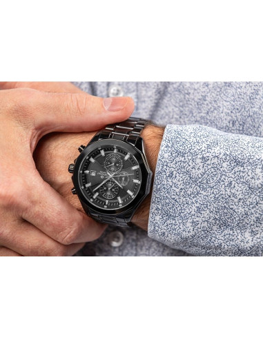 Zegarek męski giewont chronograph sapphire czarny gw7290-b1