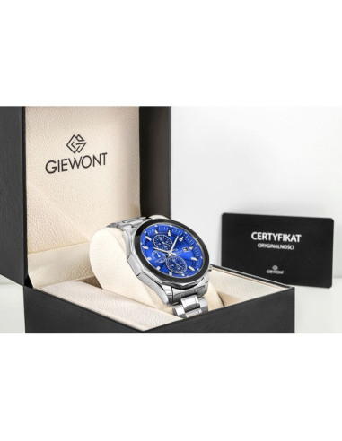Zegarek męski giewont chronograph sapphire srebrno niebieski gw7290-b3