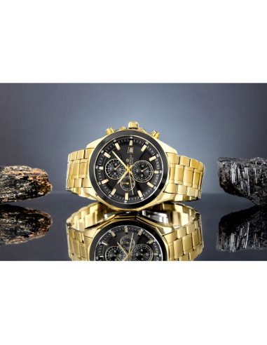 Zegarek męski giewont chronograph sapphire złoto czarny gw7290-b4