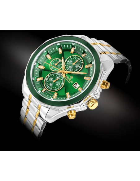 Zegarek męski giewont chronograph sapphire srebrno zielony gw7290-b7