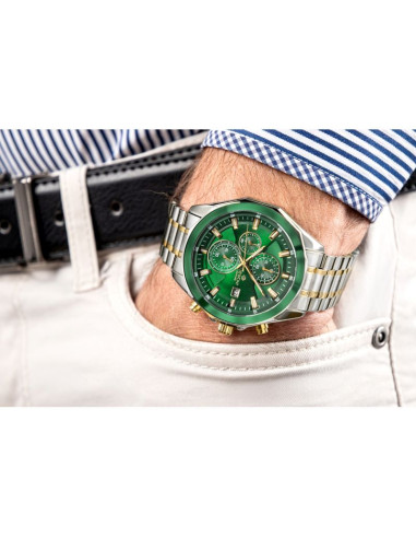 Zegarek męski giewont chronograph sapphire srebrno zielony gw7290-b7