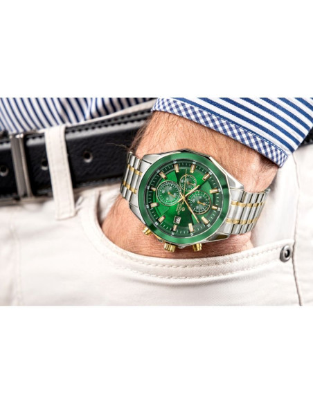 Zegarek męski giewont chronograph sapphire srebrno zielony gw7290-b7