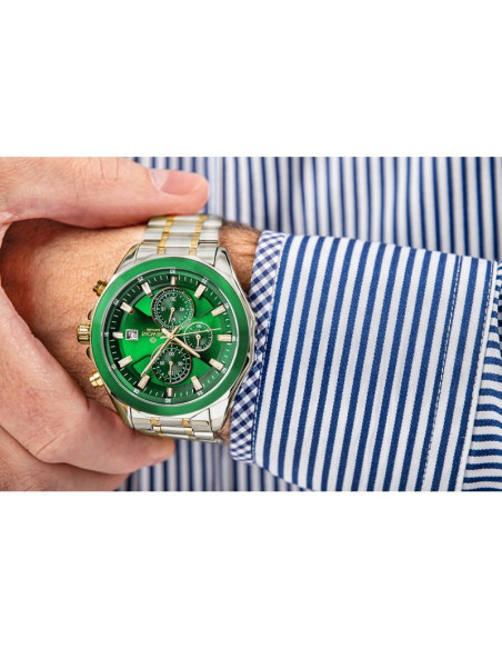 Zegarek męski giewont chronograph sapphire srebrno zielony gw7290-b7