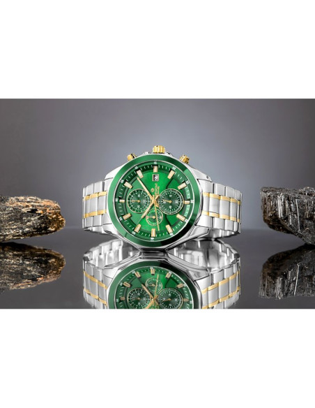 Zegarek męski giewont chronograph sapphire srebrno zielony gw7290-b7