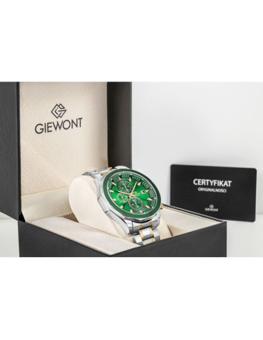 Zegarek męski giewont chronograph sapphire srebrno zielony gw7290-b7