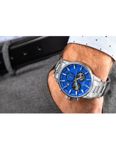 Zegarek męski giewont chronograph sapphire srebrno niebieski gw4580-b3