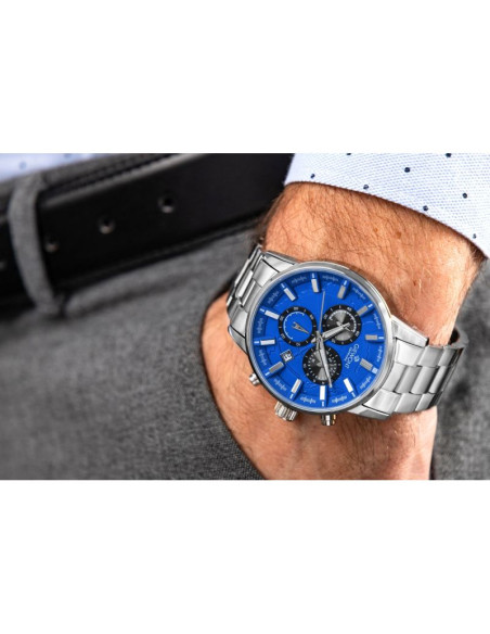Zegarek męski giewont chronograph sapphire srebrno niebieski gw4580-b3