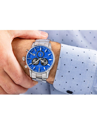 Zegarek męski giewont chronograph sapphire srebrno niebieski gw4580-b3