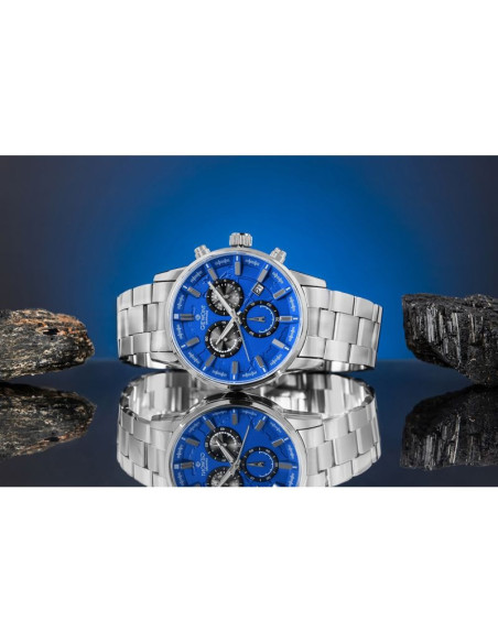 Zegarek męski giewont chronograph sapphire srebrno niebieski gw4580-b3