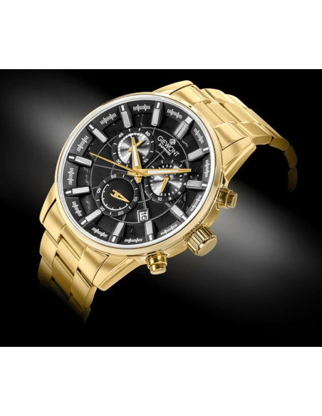 Zegarek męski giewont chronograph sapphire złoto czarny gw4580-b4