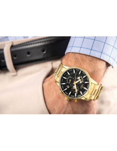 Zegarek męski giewont chronograph sapphire złoto czarny gw4580-b4