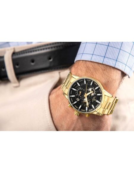 Zegarek męski giewont chronograph sapphire złoto czarny gw4580-b4