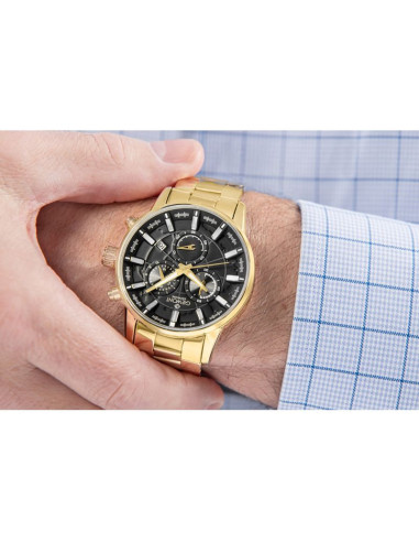 Zegarek męski giewont chronograph sapphire złoto czarny gw4580-b4