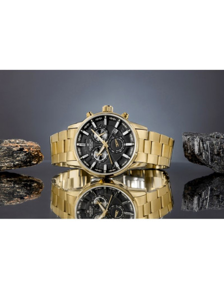 Zegarek męski giewont chronograph sapphire złoto czarny gw4580-b4