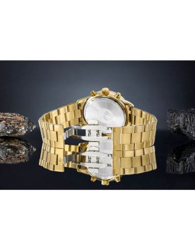 Zegarek męski giewont chronograph sapphire złoto czarny gw4580-b4