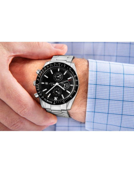 Zegarek męski giewont chronograph sapphire srebrno czarny gw8720-b2