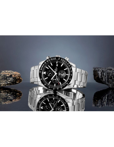 Zegarek męski giewont chronograph sapphire srebrno czarny gw8720-b2