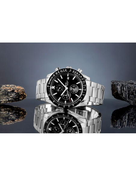 Zegarek męski giewont chronograph sapphire srebrno czarny gw8720-b2