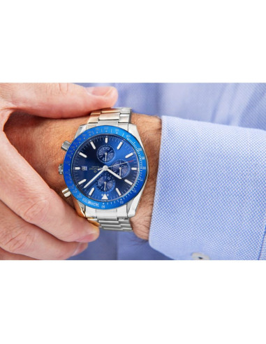 Zegarek męski giewont chronograph sapphire srebrno niebieski gw8720-b3