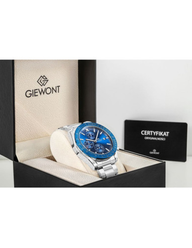 Zegarek męski giewont chronograph sapphire srebrno niebieski gw8720-b3