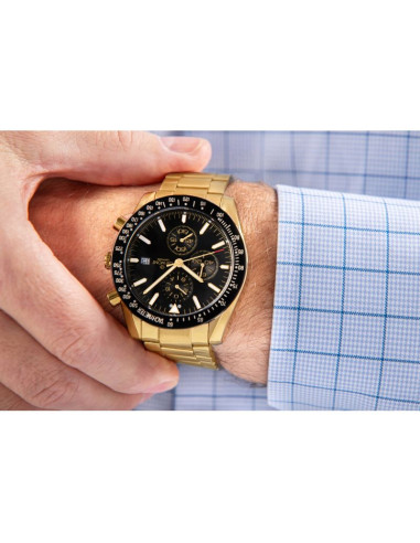 Zegarek męski giewont chronograph sapphire złoto czarny gw8720-b4