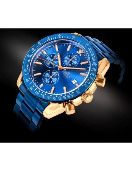 Zegarek męski giewont chronograph sapphire niebiesko miedziany gw8720-b5