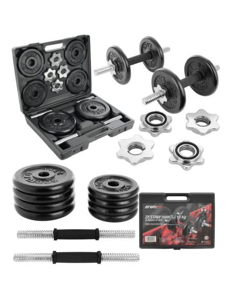 Hantla żeliwna 19 kg ( 2x9.5 kg ) walizka enero fit