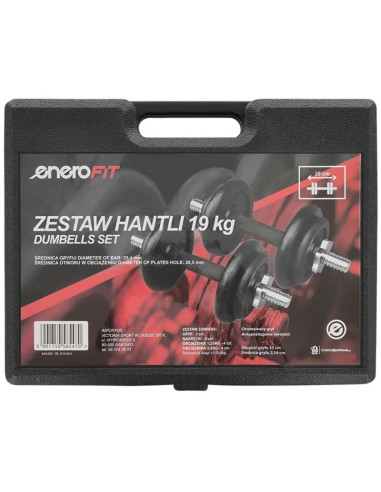 Hantla żeliwna 19 kg ( 2x9.5 kg ) walizka enero fit