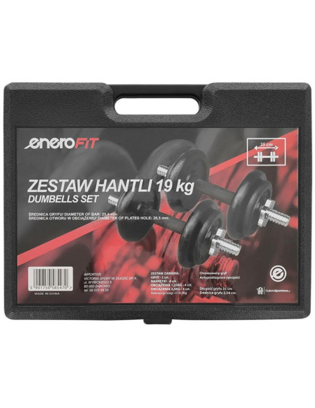 Hantla żeliwna 19 kg ( 2x9.5 kg ) walizka enero fit