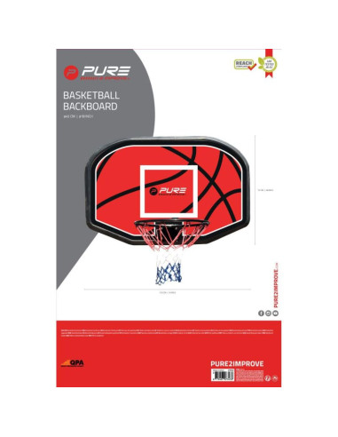 Tablica do koszykówki 110x73x3cm obręcz 45cm pure 2 improve