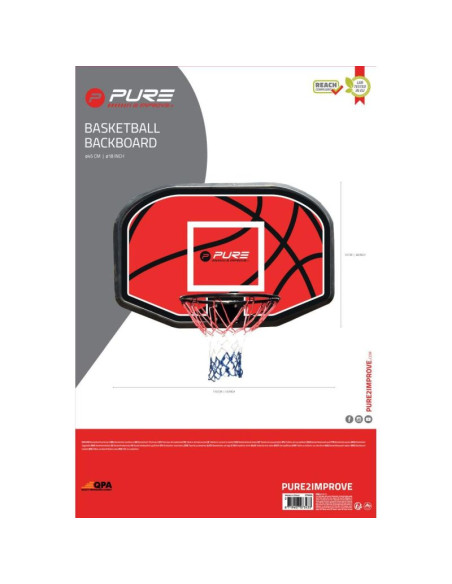 Tablica do koszykówki 110x73x3cm obręcz 45cm pure 2 improve