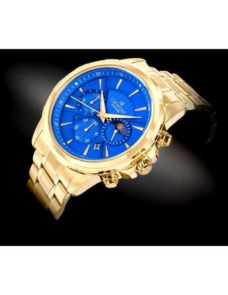 Zegarek męski giewont chronograph sapphire złoto niebieski gw9460-b5