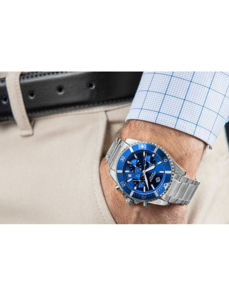 Zegarek męski giewont chronograph sapphire srebrno niebieski gw3970-b3