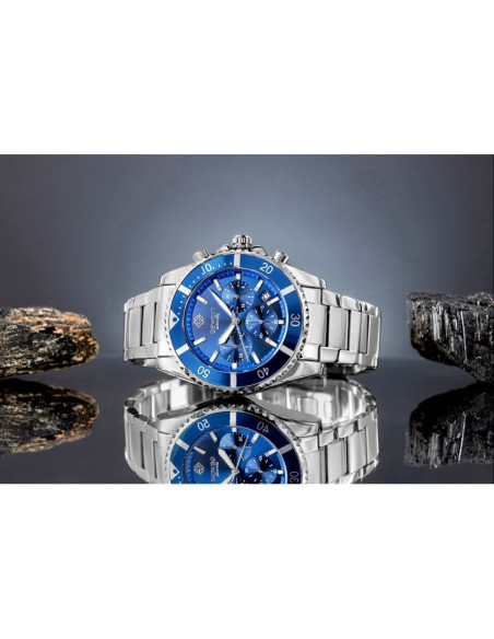 Zegarek męski giewont chronograph sapphire srebrno niebieski gw3970-b3
