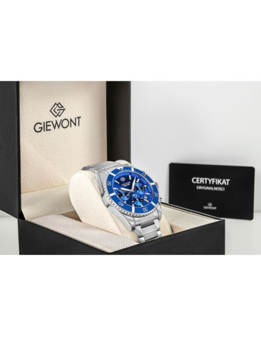 Zegarek męski giewont chronograph sapphire srebrno niebieski gw3970-b3